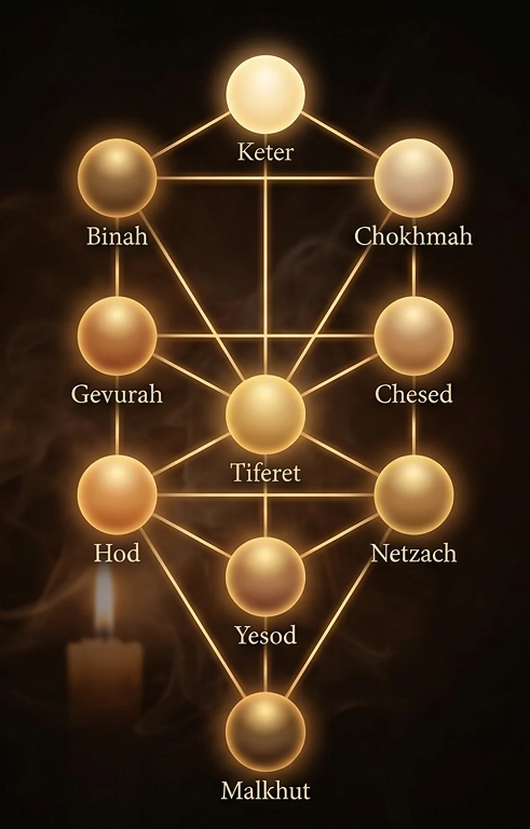 Árvore da Vida na Cabala com as dez Sefirot