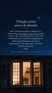Oração curta antes de dormir em arte vertical para celular, Entre o Verbo e o Véu